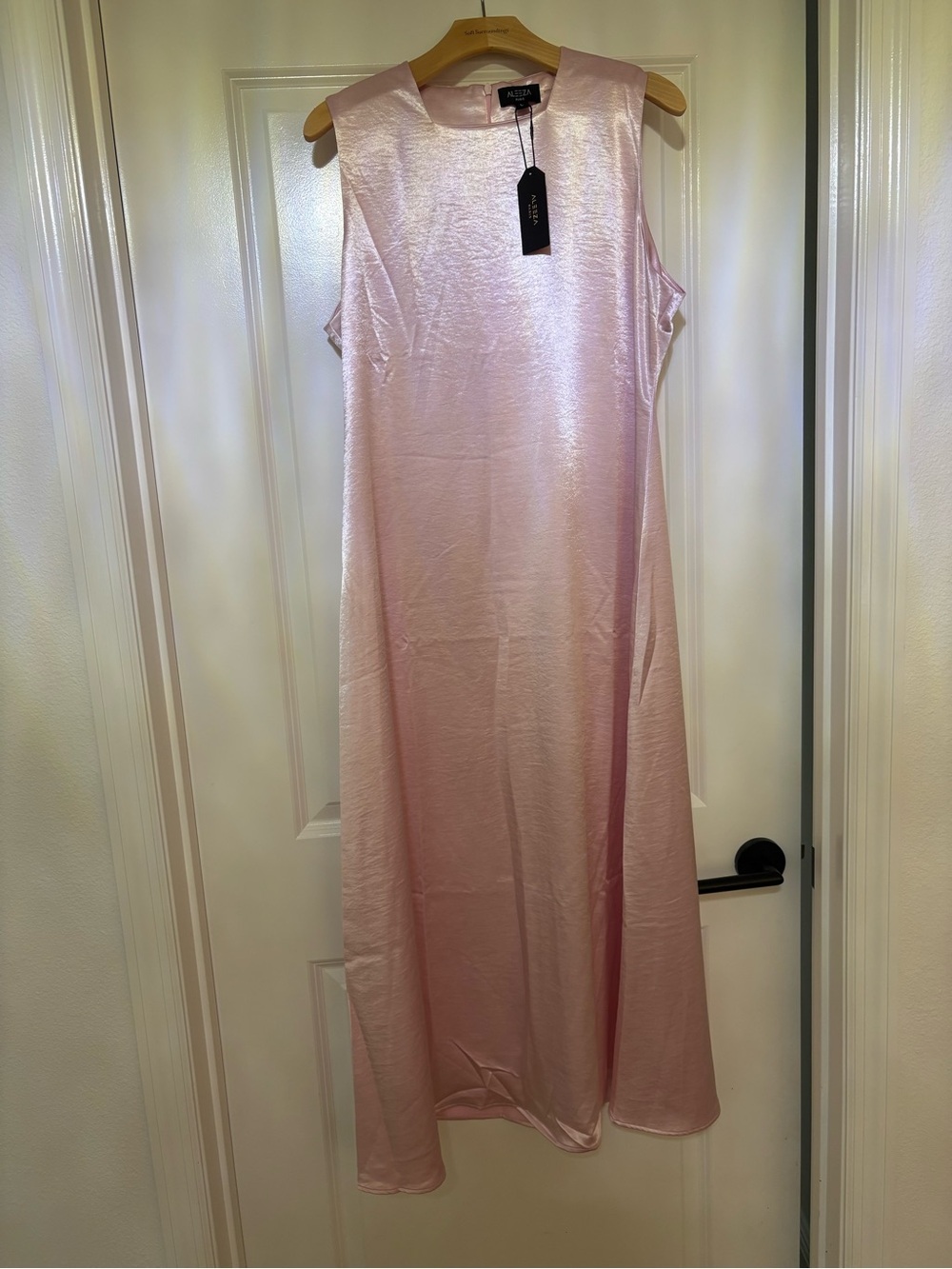 Aris Blush Pink Sleeveless Satin Maxi Gown